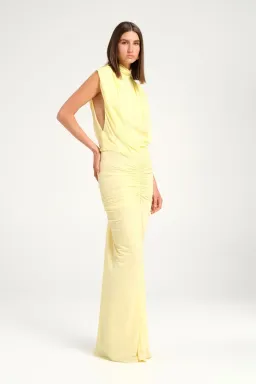 BENNI Willow Maxi Dress Gown In Butter | Size AU 10 for rent on The Volte - image 3