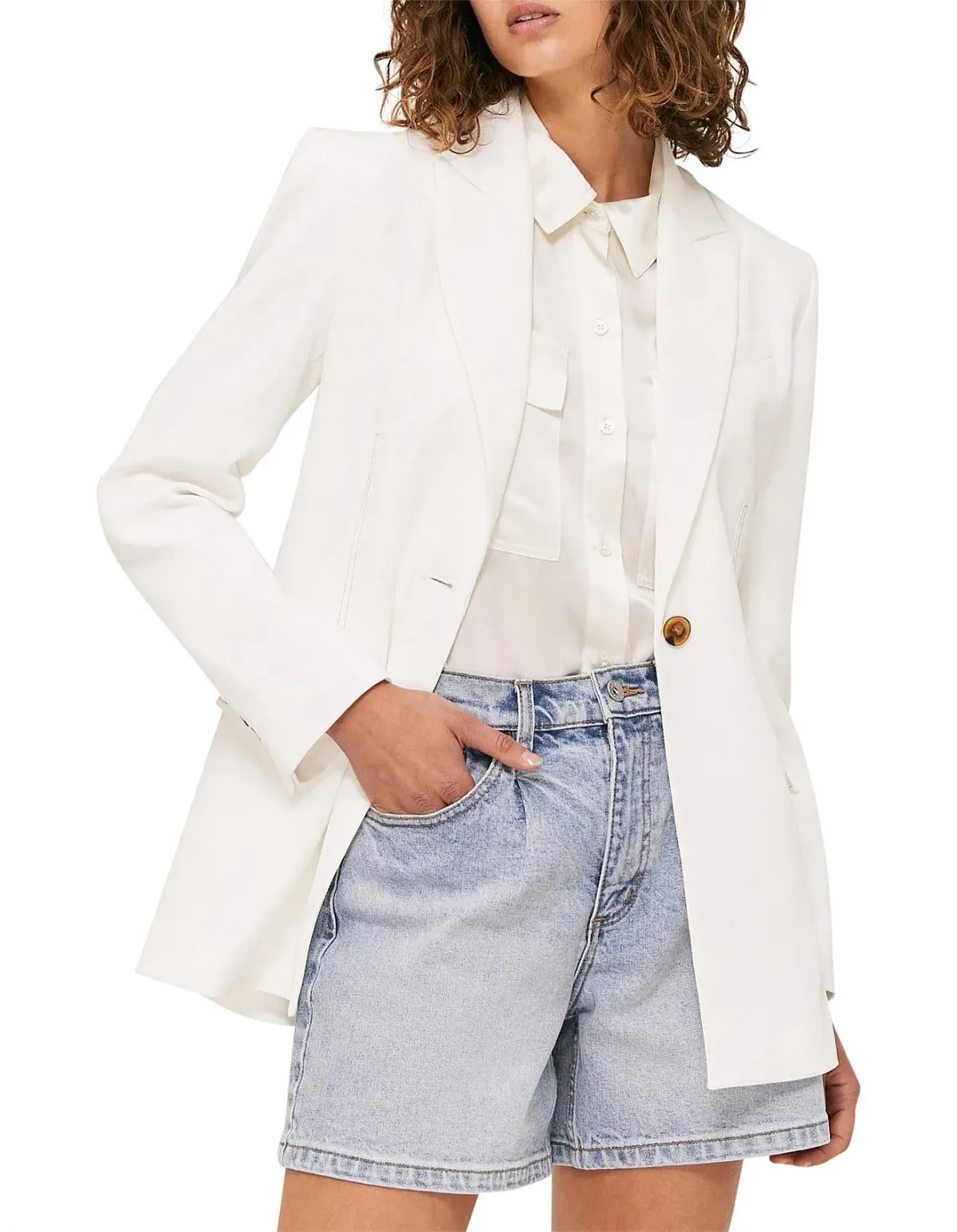 Saba Dharma Stitch Detail Blazer Beige Size 14 - Image 7