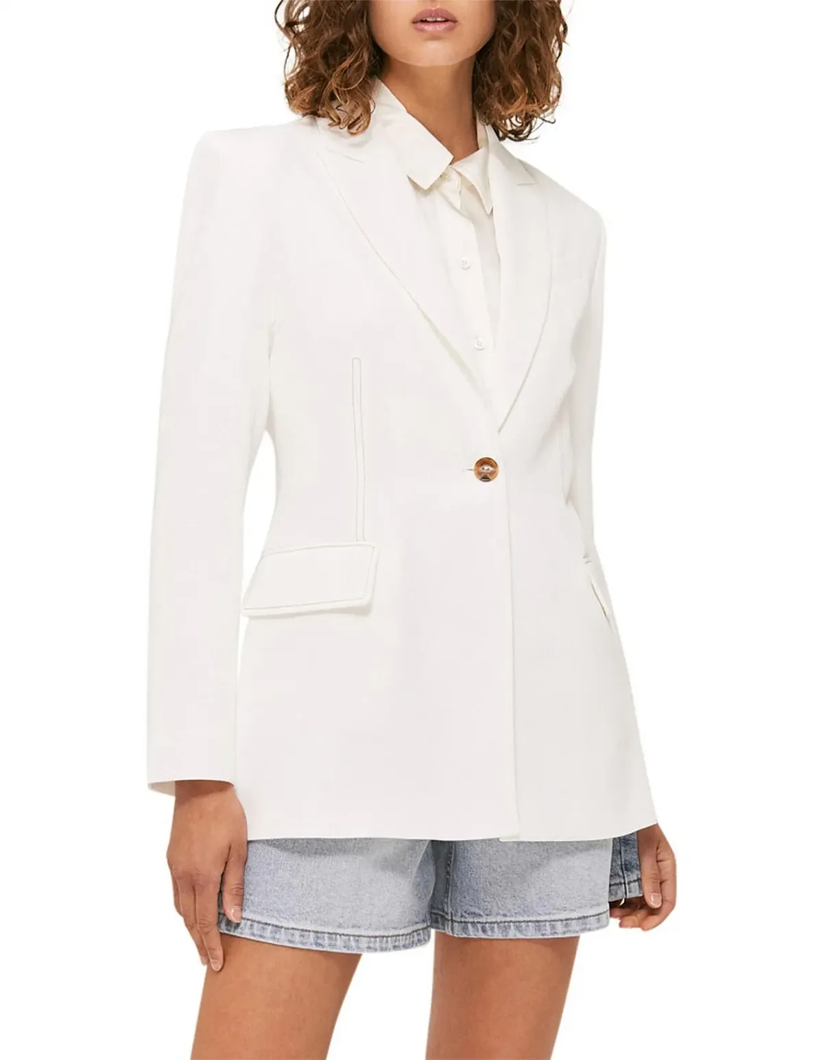 Saba Dharma Stitch Detail Blazer Beige Size 14 - Image 8