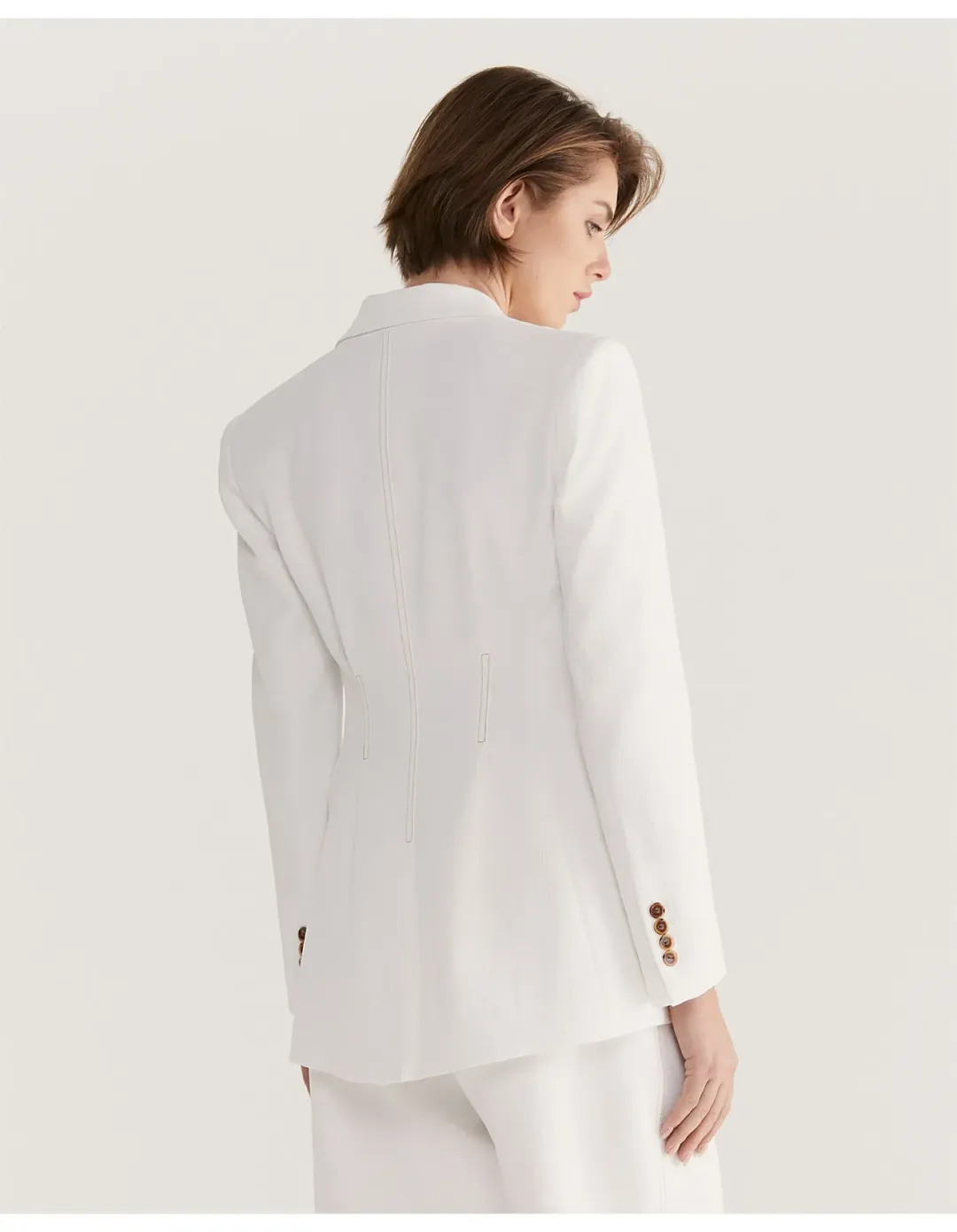 Saba Dharma Stitch Detail Blazer Beige Size 14 for rent on The Volte - main image