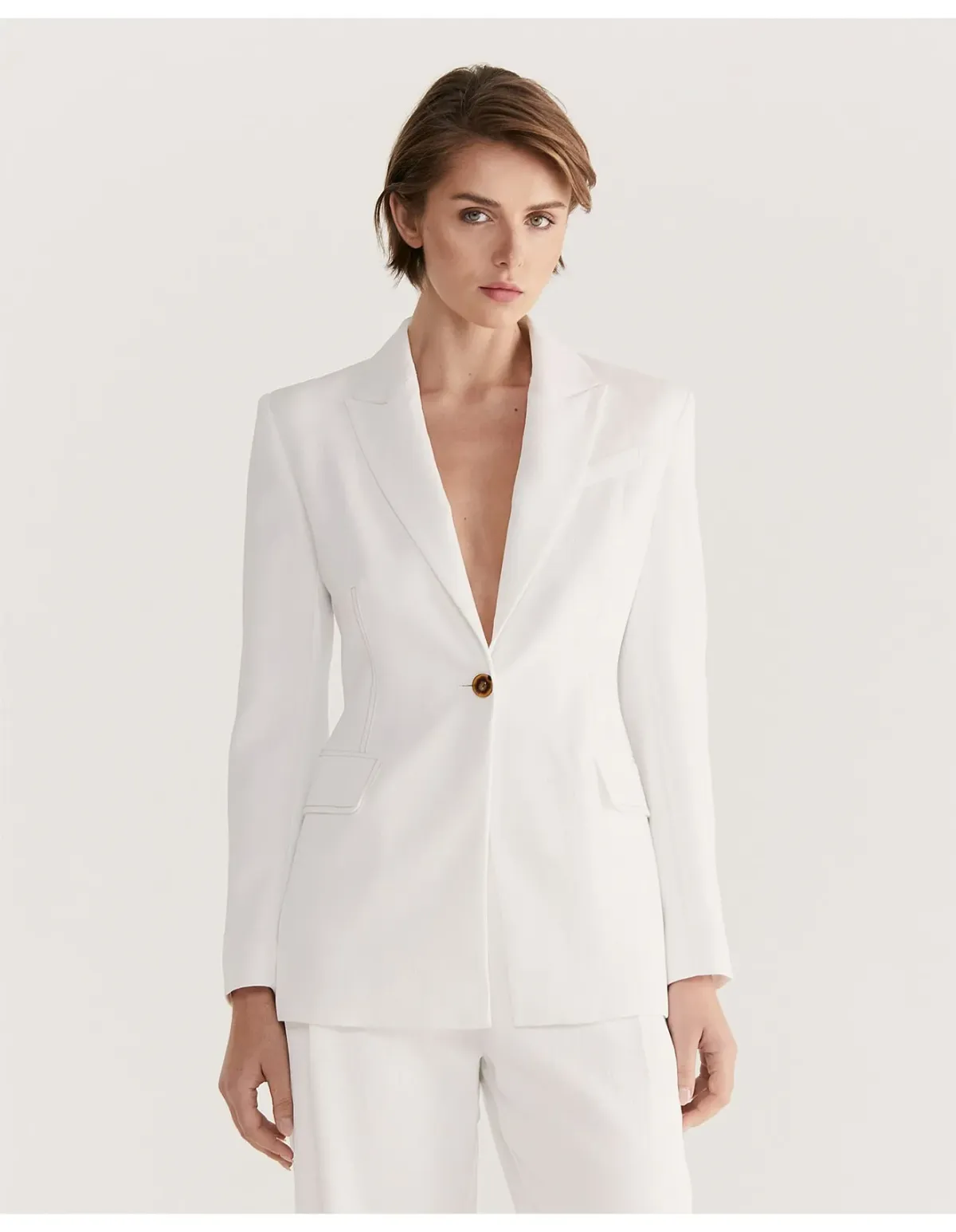 Saba Dharma Stitch Detail Blazer Beige Size 14 - Image 1