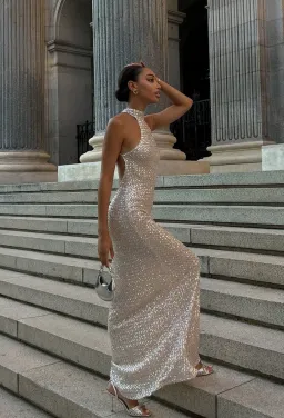 Kaoa - Long Silver Sequin Dress - XS for rent on The Volte - image 1