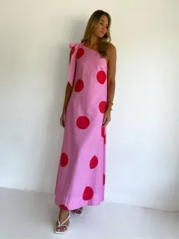 By Nicola Sorrento Maxi Dress size 8 pink Polka for rent on The Volte - image 2
