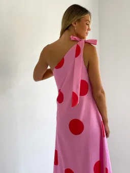 By Nicola Sorrento Maxi Dress size 8 pink Polka for rent on The Volte - image 3