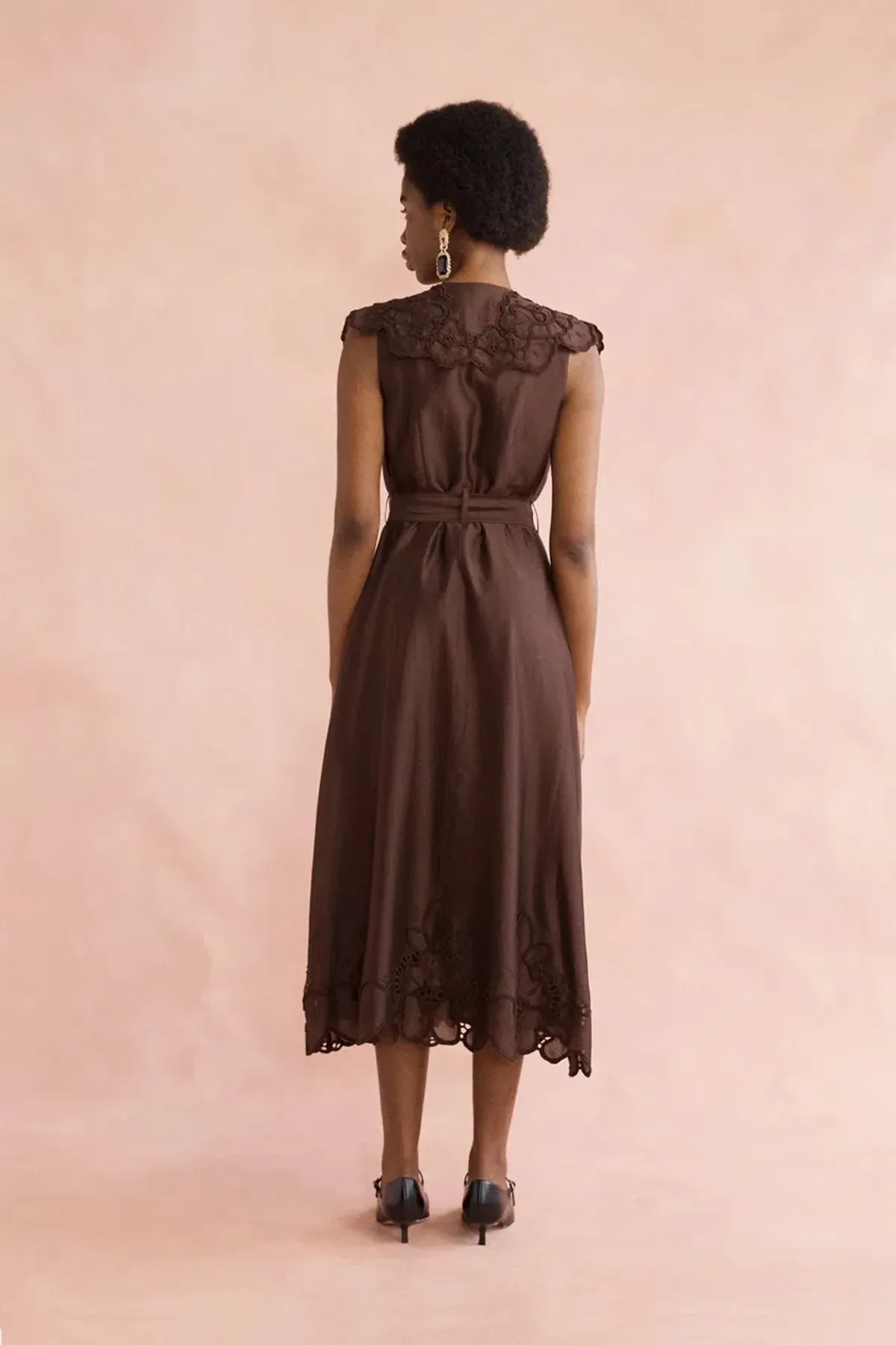 Lovaan Vanessa Midi Dress Chocolate Size 8 - Image 3