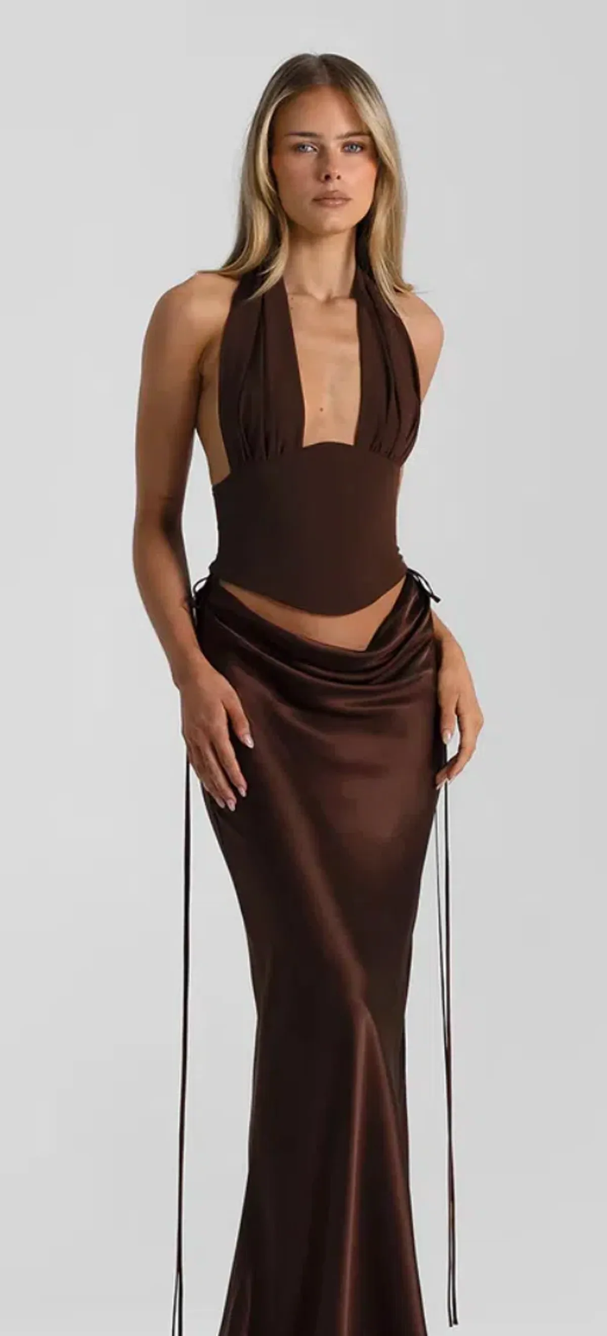 Natalie Rolt Bronte Top and Evelyn Skirt Espresso Size S - Image 1