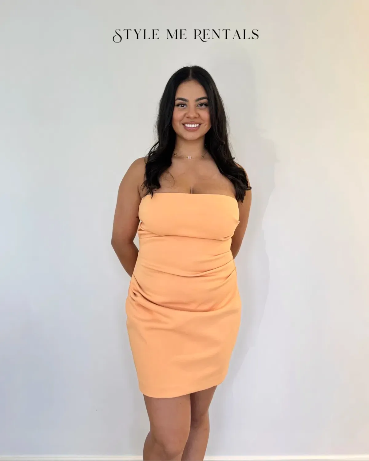 Misha Alston Crepe Mini Dress Tangerine Size L - Image 4