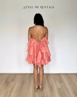 Aje Pandorea Layered Mini Dress Washed Coral Size 10 for rent on The Volte - image 5