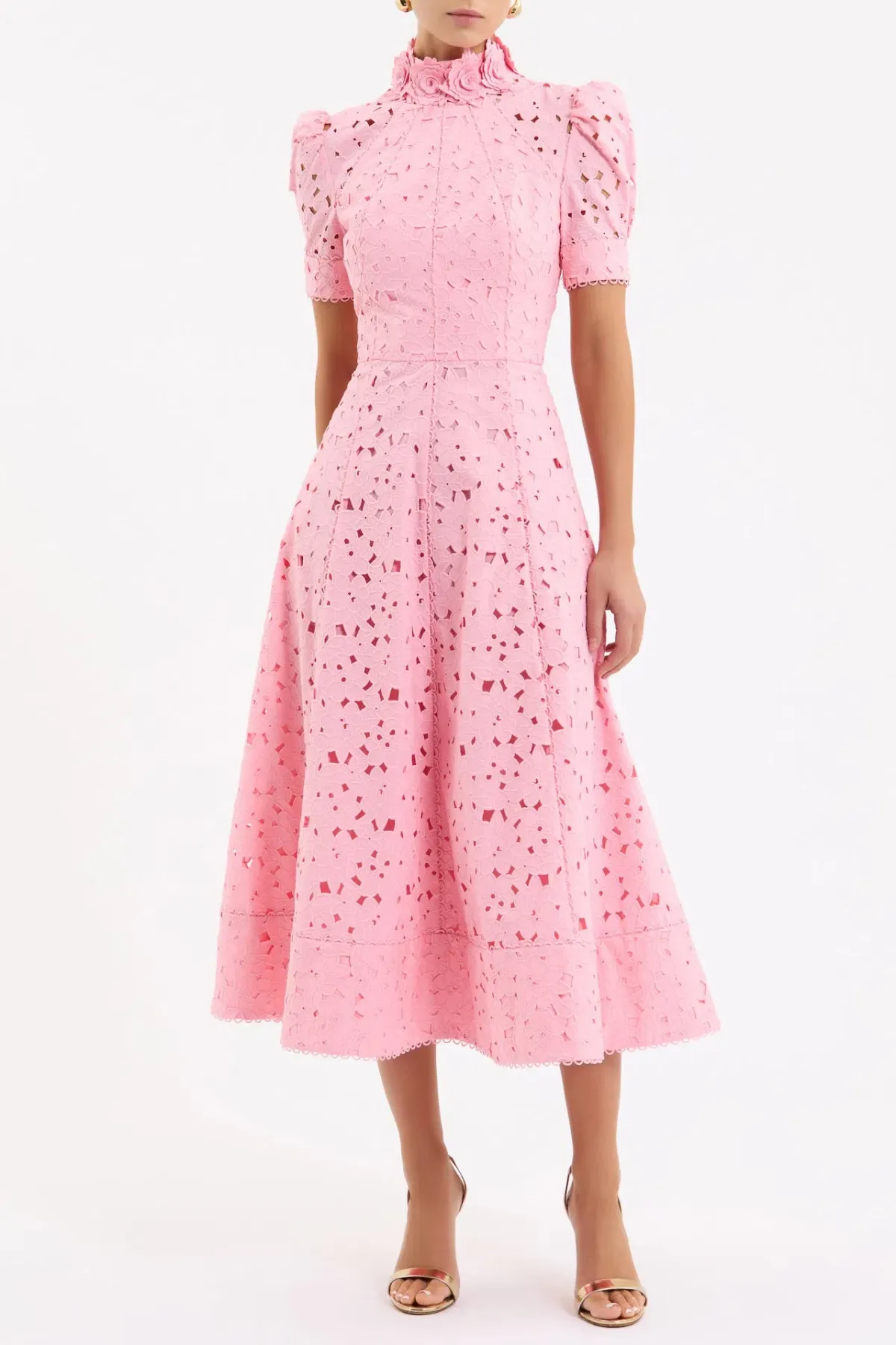 Rebecca Vallance Kitsu Short Sleeve Midi Dress in Light Pink Size 12 - Image 1