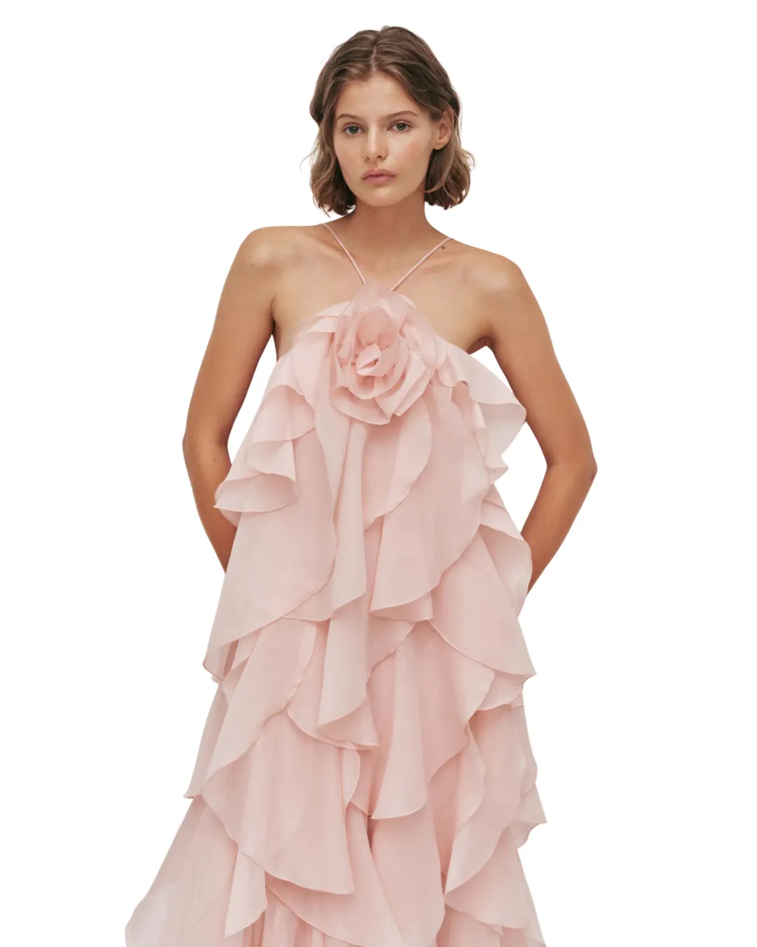 Aje Pandorea Layered Maxi Dress Pastel Pink Size 12 for rent on The Volte - main image