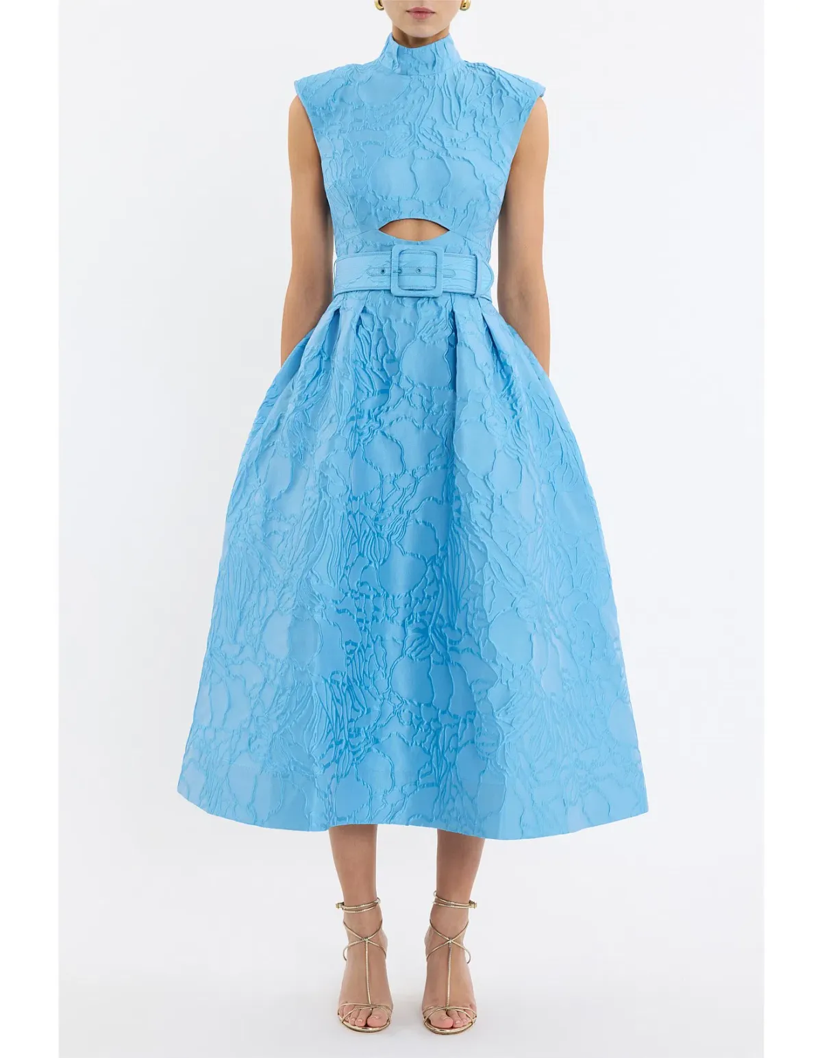 Rebecca Valance Aegir belted jacquard midi dress - Image 2
