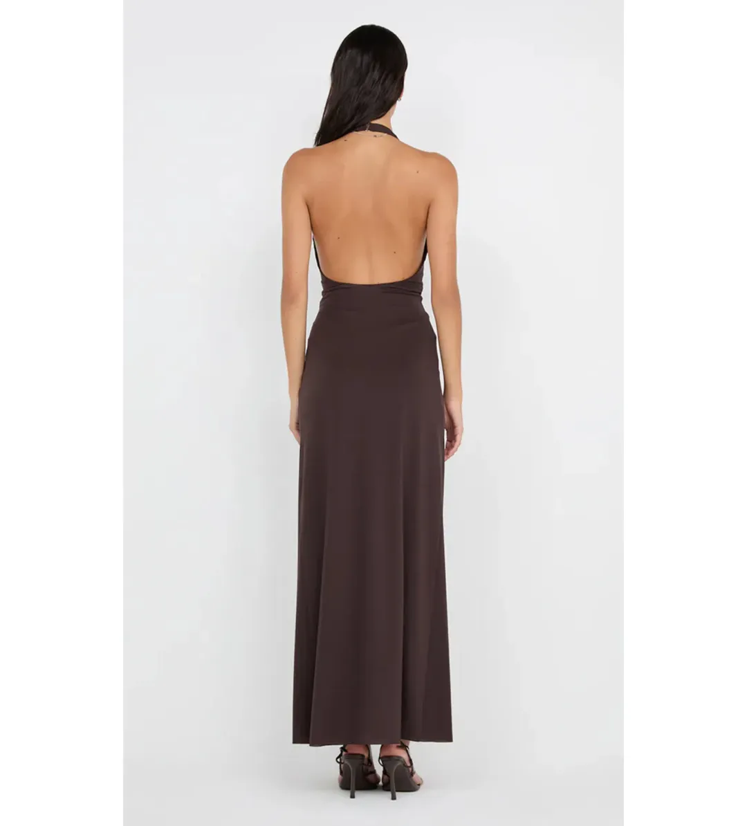 Bec & Bridge Tillie Drape Maxi Dress in Dark Chocolate Size AU8 for rent on The Volte - main image