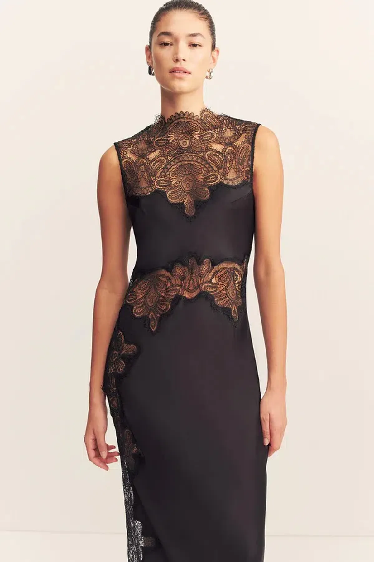 Shona Joy Jamila Lace High Neck Maxi Dress - Black; size 8 - Image 2