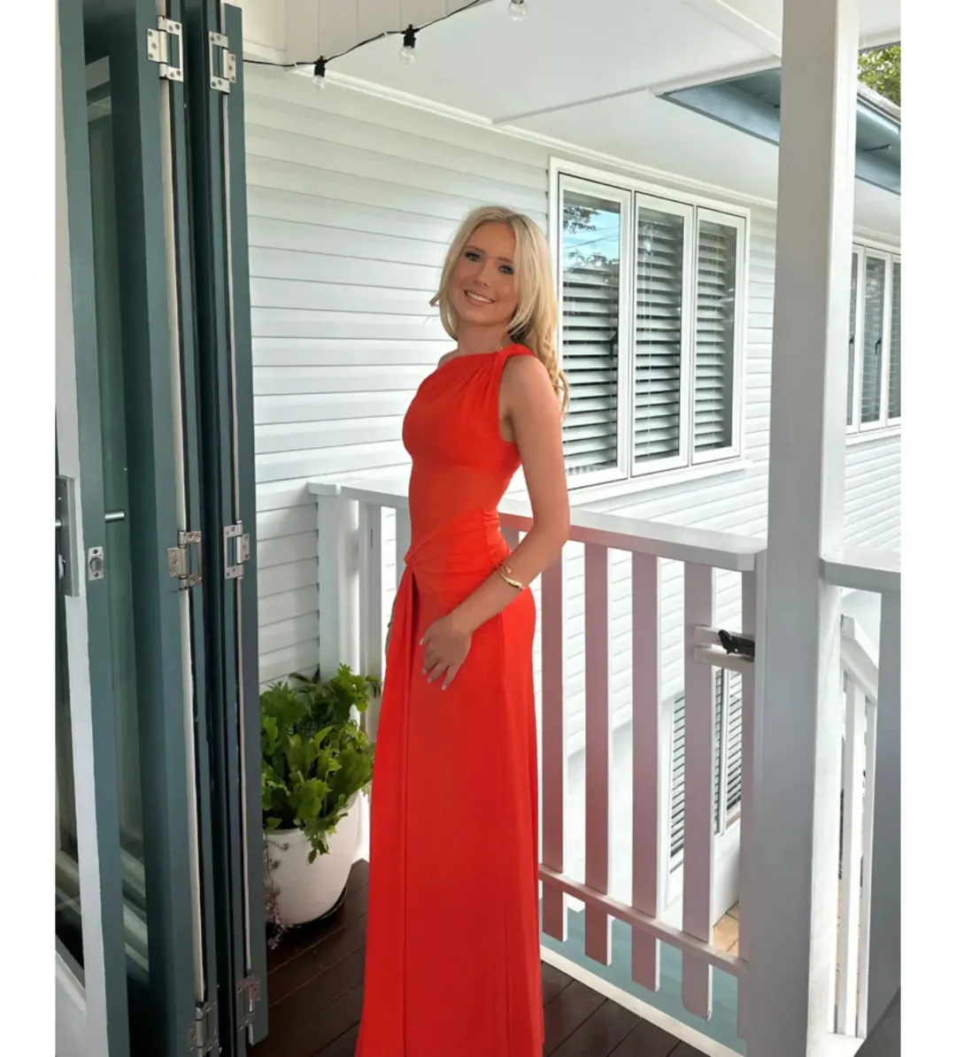 Misha Sisal Mesh Dress in Chilli Size M/AU10 for rent on The Volte - main image
