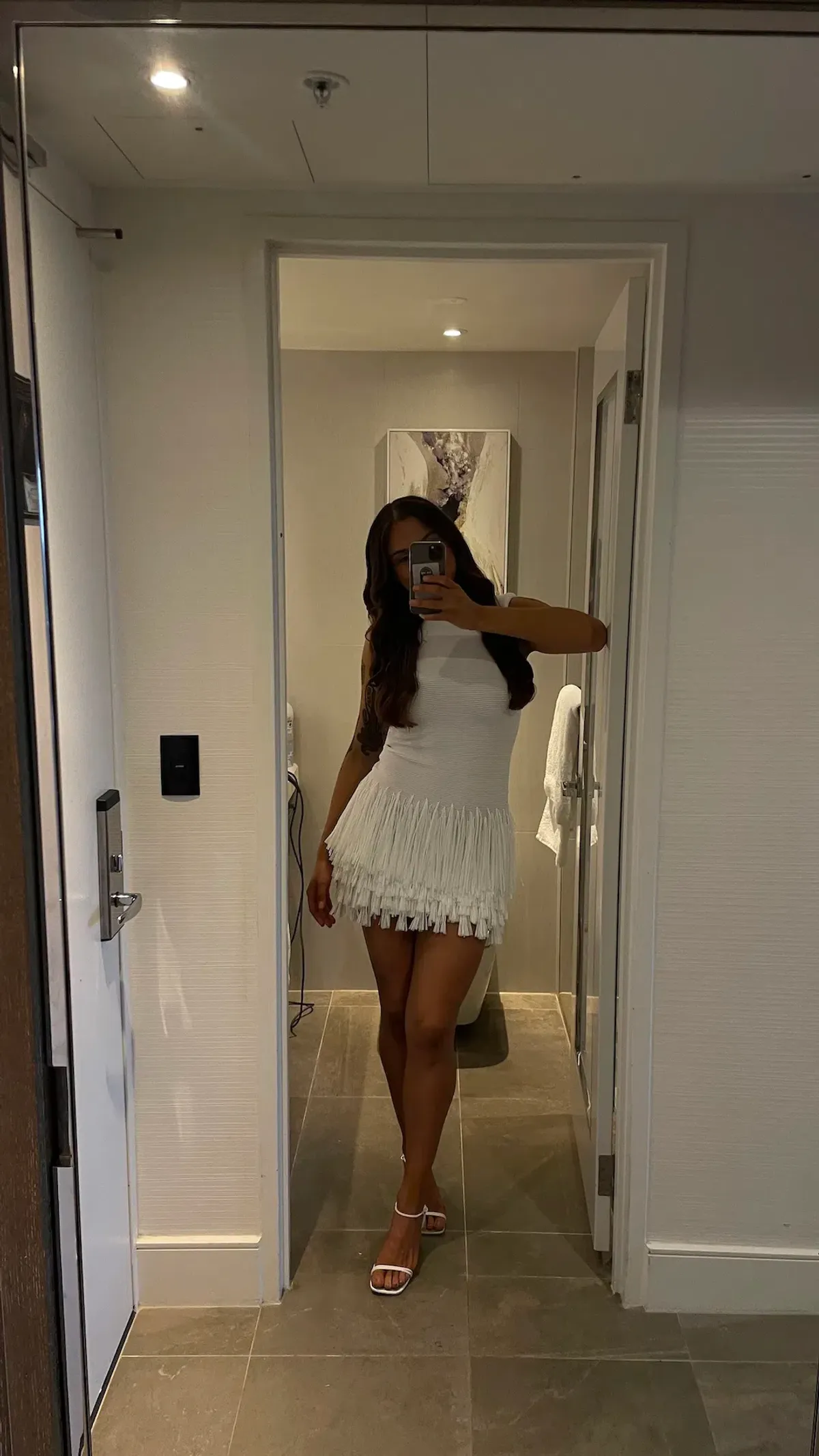 Aje Rushes Raffia Knit Mini Dress white size M (10) - Image 3