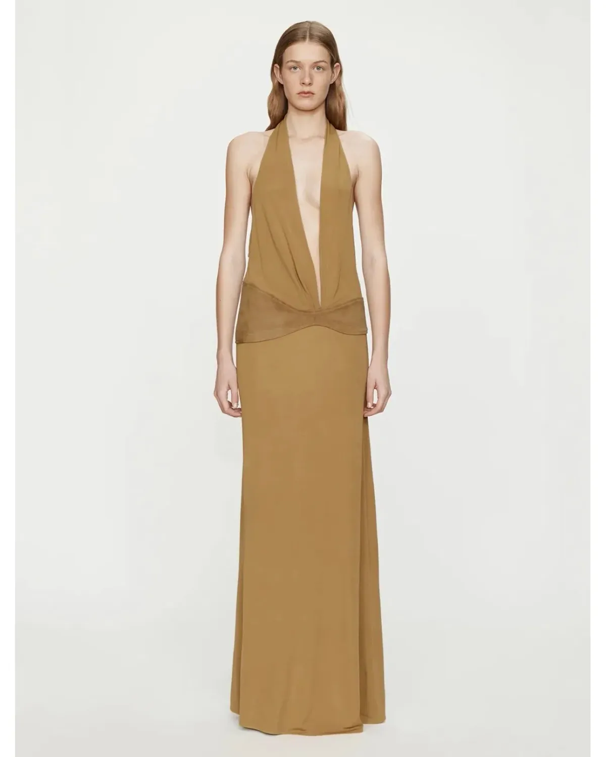 Christopher Esber - Contour Suede Belted Jersey Halter Gown, Size 8 - Image 4