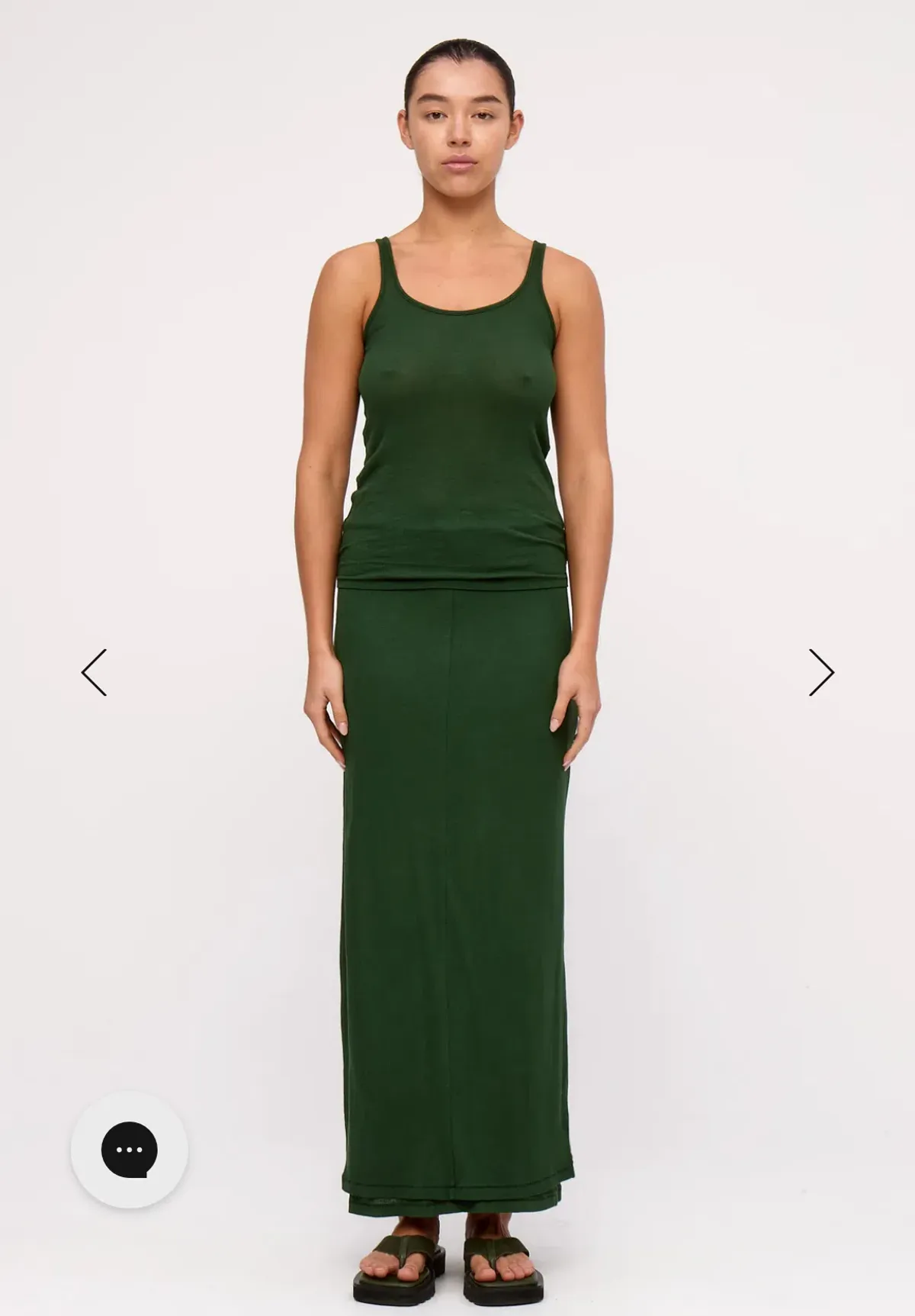 RIB HEMP JERSEY SKIRT & ONE SHOULDER TOP - TALLOW GREEN - Image 2