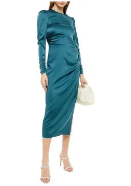 Zimmermann Ruched Drape Midi Dress Teal Size 8 for rent on The Volte - image 1