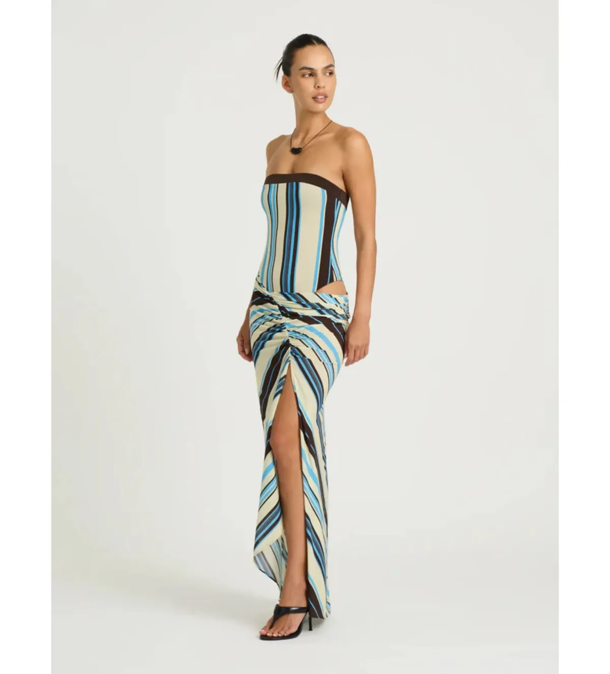 Benni Rumi Strapless Maxi Dress in Ocean Stripe Size AU8 - Image 3
