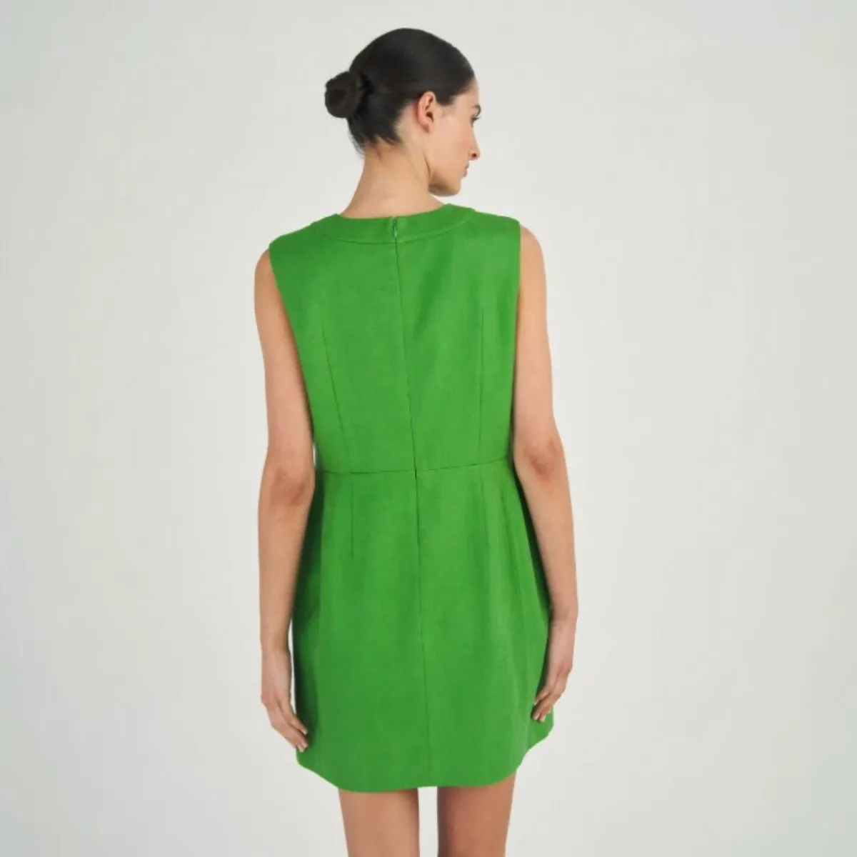 Oroton Bow Mini Dress in Green Size 14 - Image 3