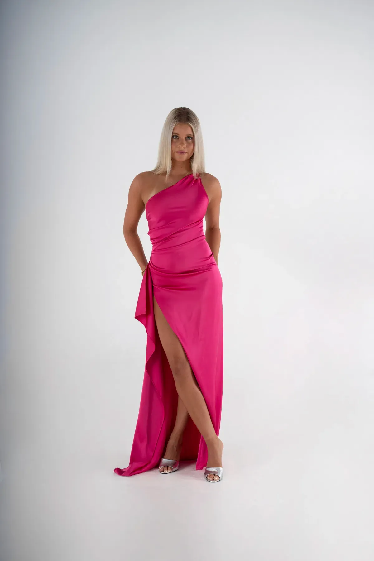 Studio Lexi Samira Maxi Gown Hot Pink for rent on The Volte - main image