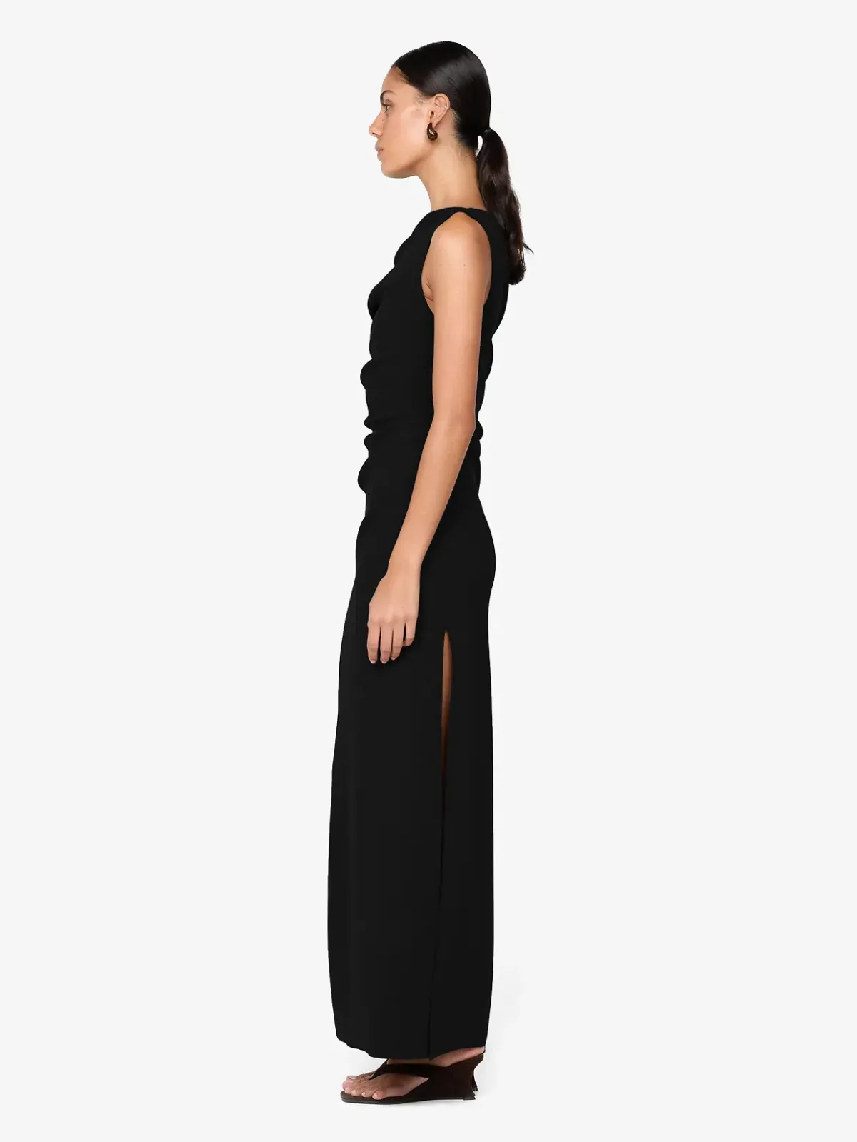 BEC + BRIDGE LEORA ASYM MAXI DRESS BLACK SIZE AU 10 - Image 3