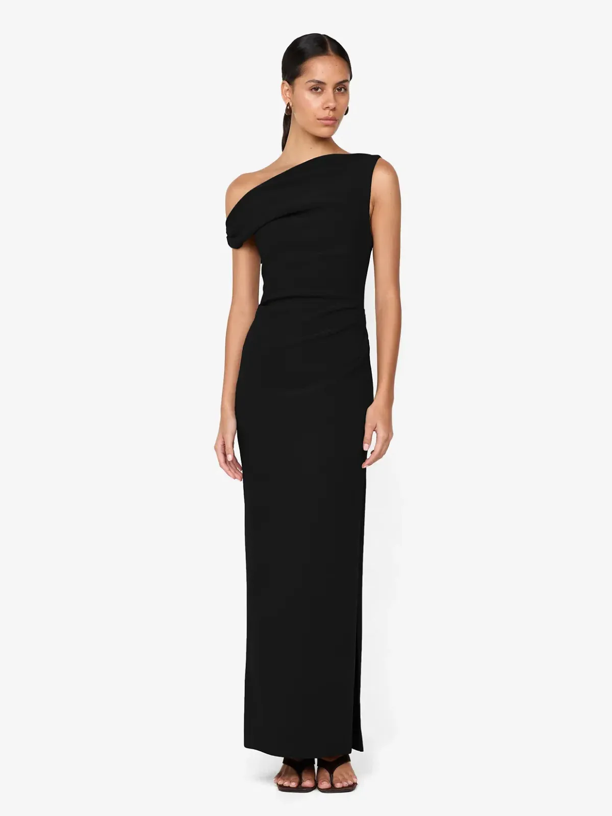 BEC + BRIDGE LEORA ASYM MAXI DRESS BLACK SIZE AU 10 - Image 1