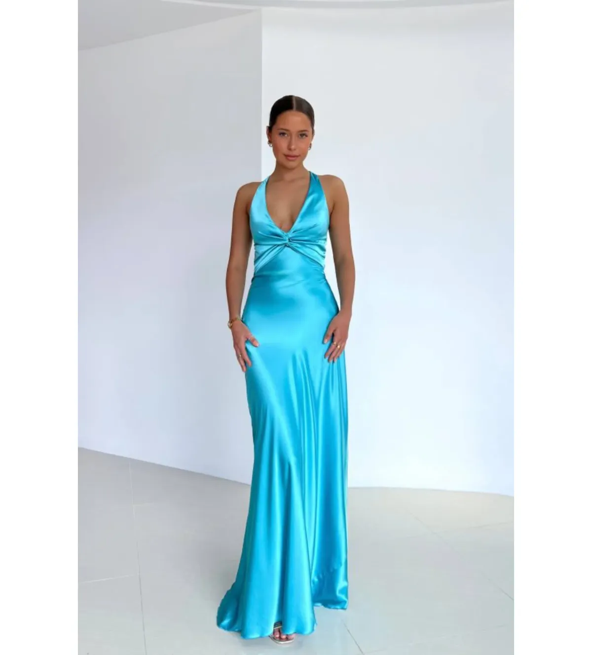 Ruth Tarvydas Goddess Gown in Aqua Size AU8 - Image 1