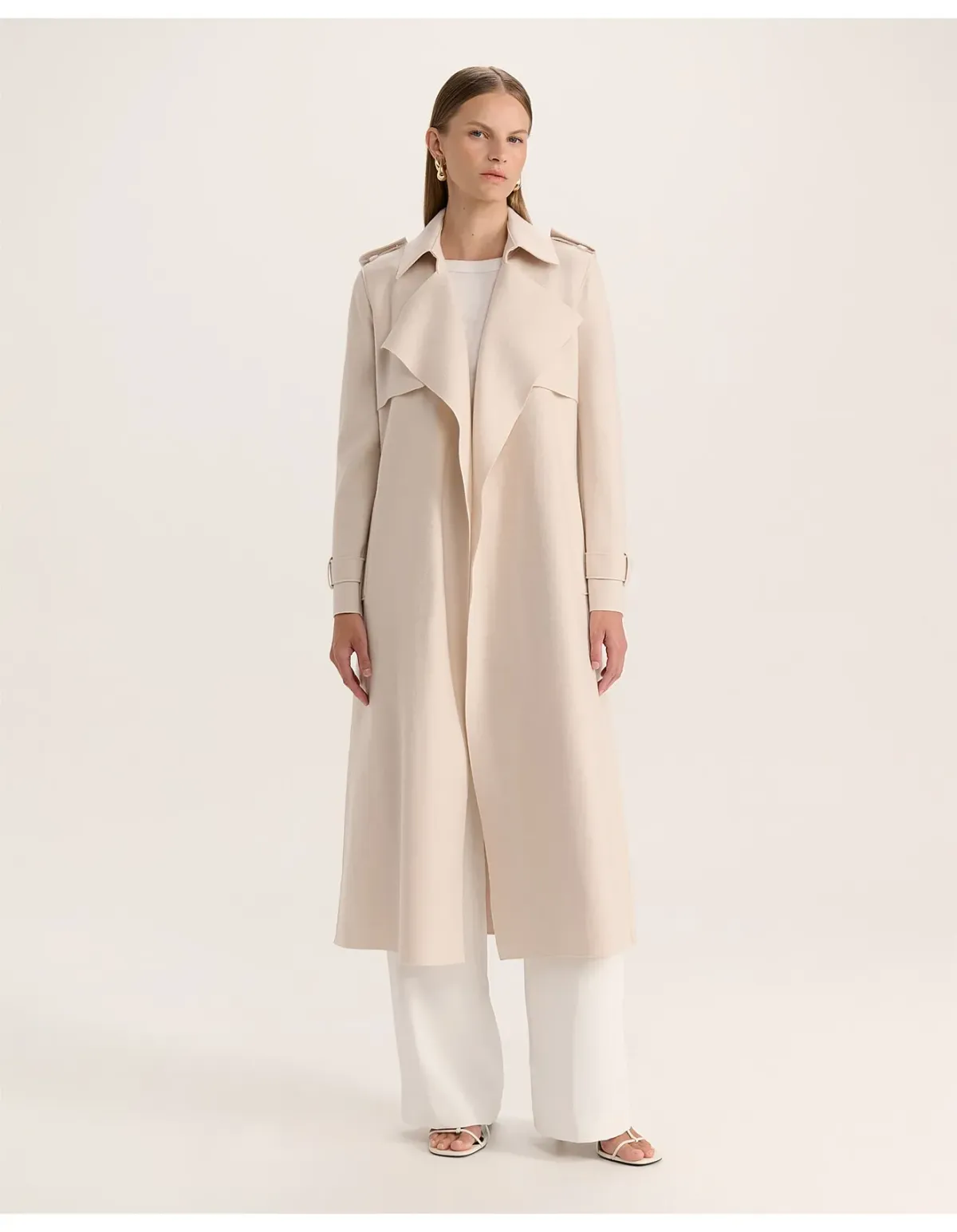 Saba Karla Longline Trench Coat Size 12 Soft Stone - Image 2