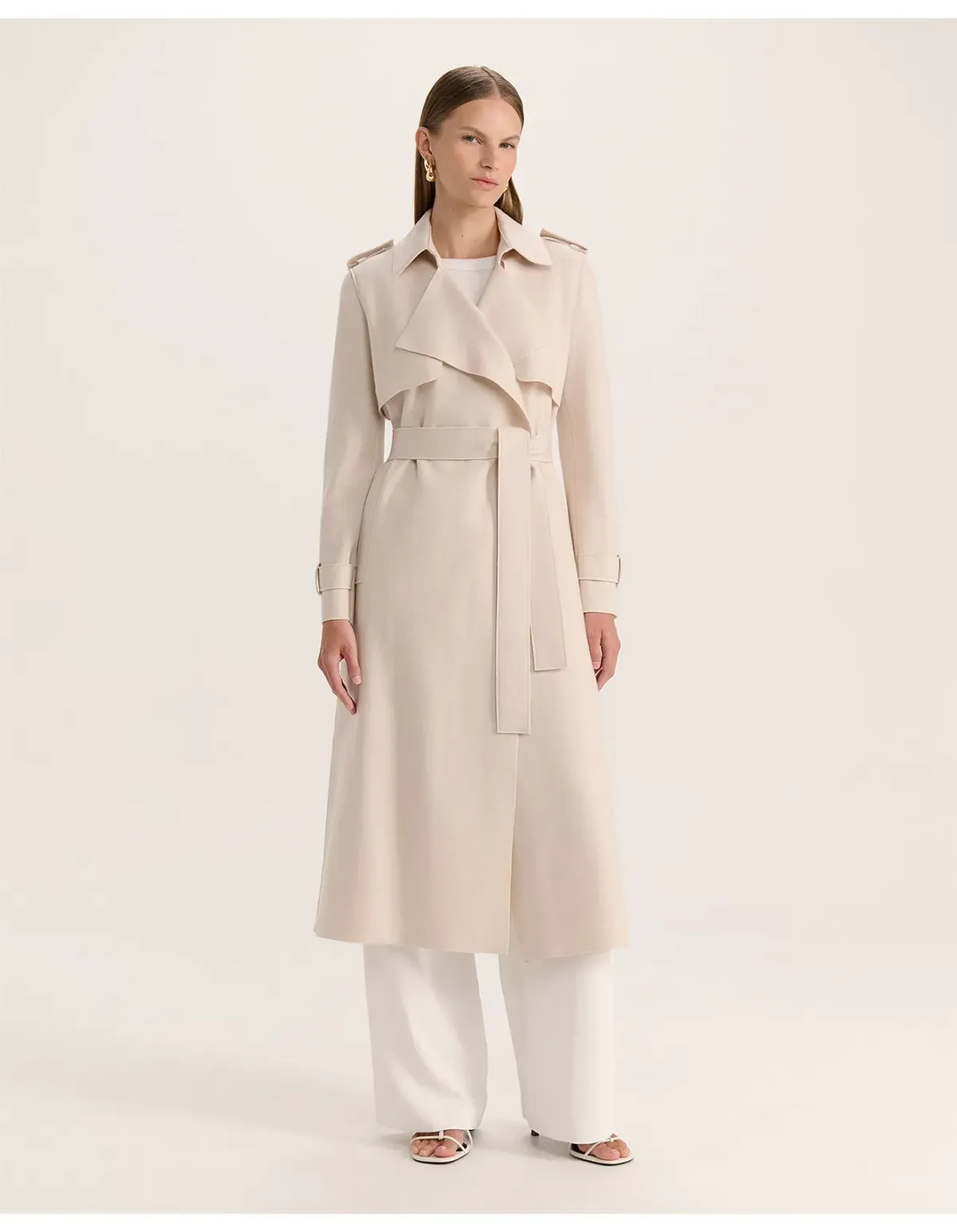 Saba Karla Longline Trench Coat Size 12 Soft Stone - Image 1