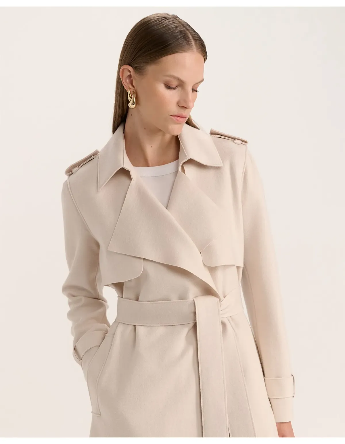 Saba Karla Longline Trench Coat Size 12 Soft Stone - Image 4