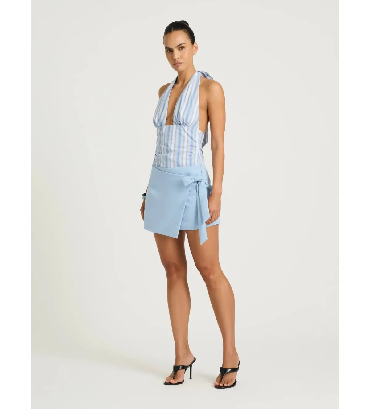 Benni Tiano Mini Dress in Blue Stripe Size AU10 - Image 2