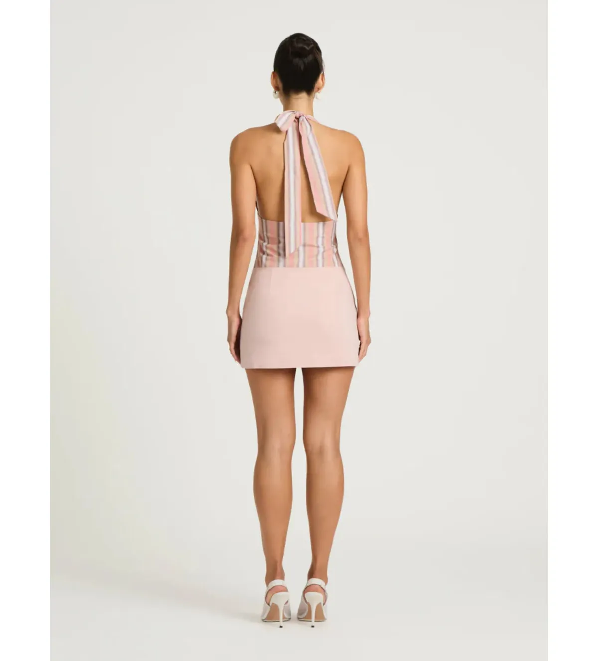 Benni Tiano Mini Dress in Pink Stripe Size AU8 - Image 4