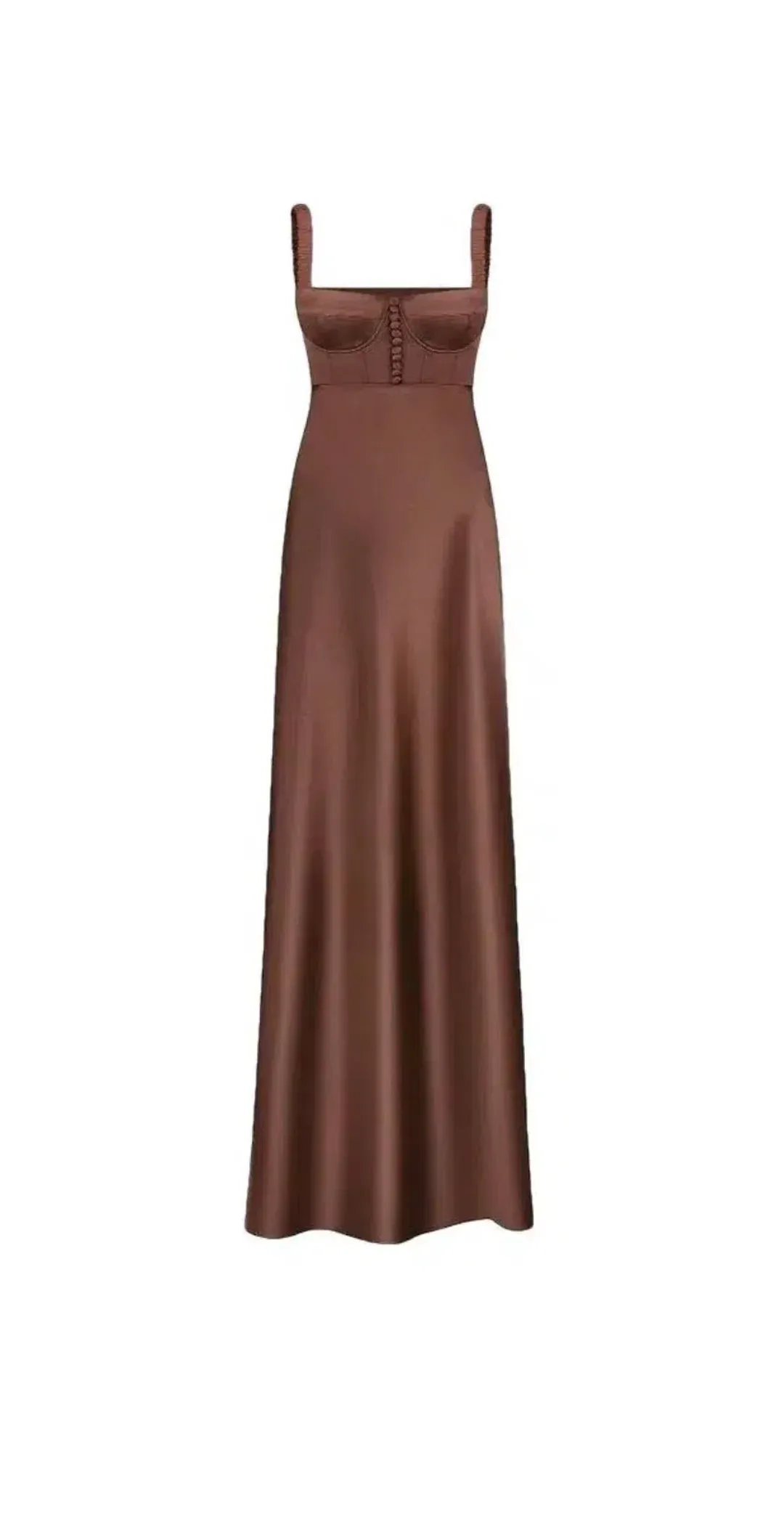 Anna October Aglaya Dress Brown Satin Maxi for rent on The Volte - main image