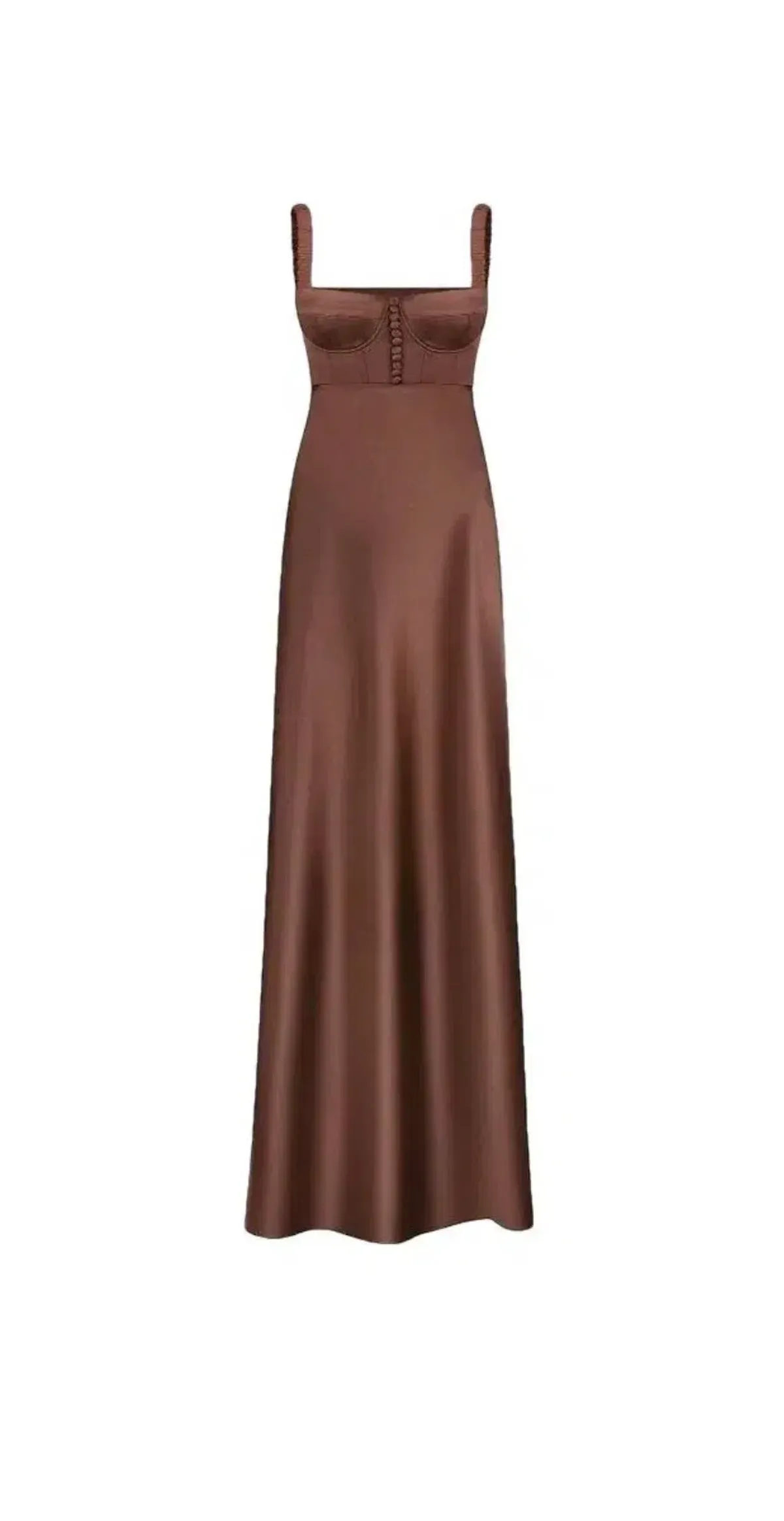 Anna October Aglaya Dress Brown Satin Maxi - Image 1