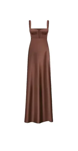 Anna October Aglaya Dress Brown Satin Maxi for rent on The Volte - image 1
