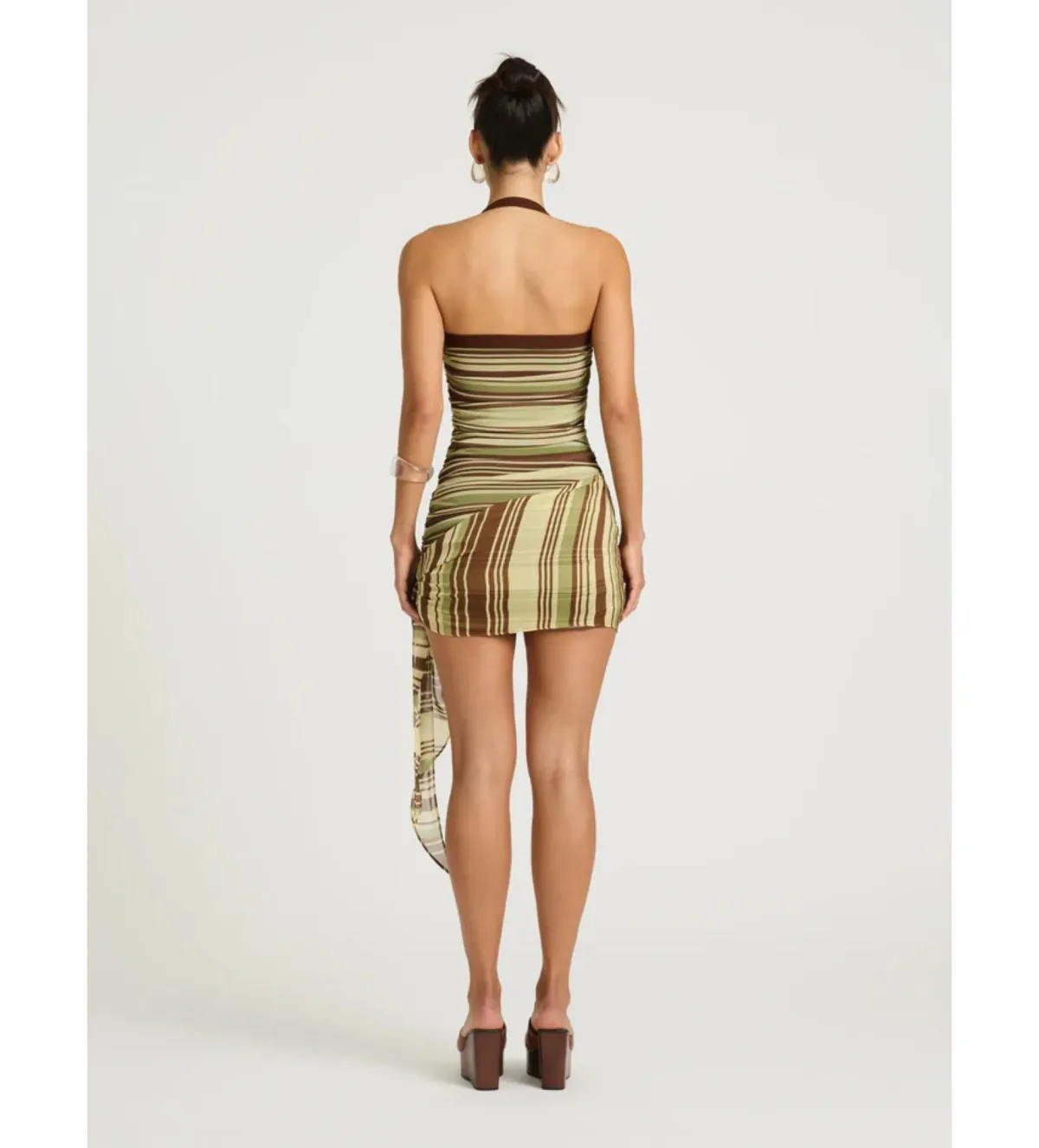 Benni Marnie Mini Dress in Earth Stripe Size AU8 - Image 3