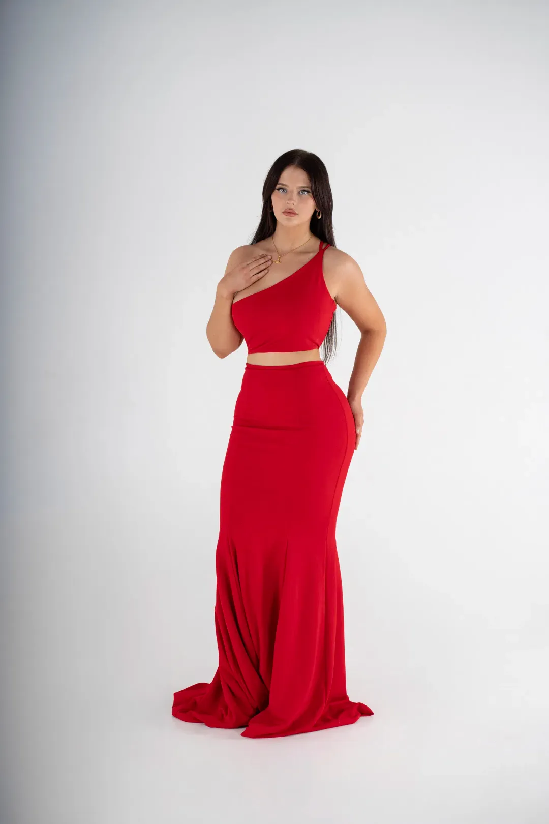 Gossip Gowns Jane Maxi Gown Set Chilli Red for rent on The Volte - main image