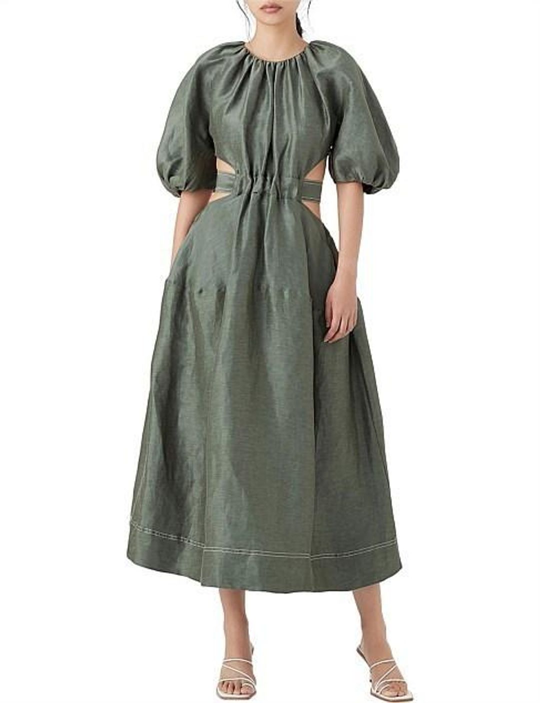 Aje Mimosa Cutout Midi Dress Green Size 8 for rent on The Volte - main image