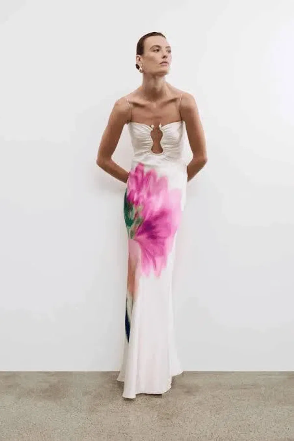 🌸 Rebecca Vallance Dahlia Blossom Gown – Size 12 (AU) Pink Floral Satin Maxi Dress 🌸 - Image 2