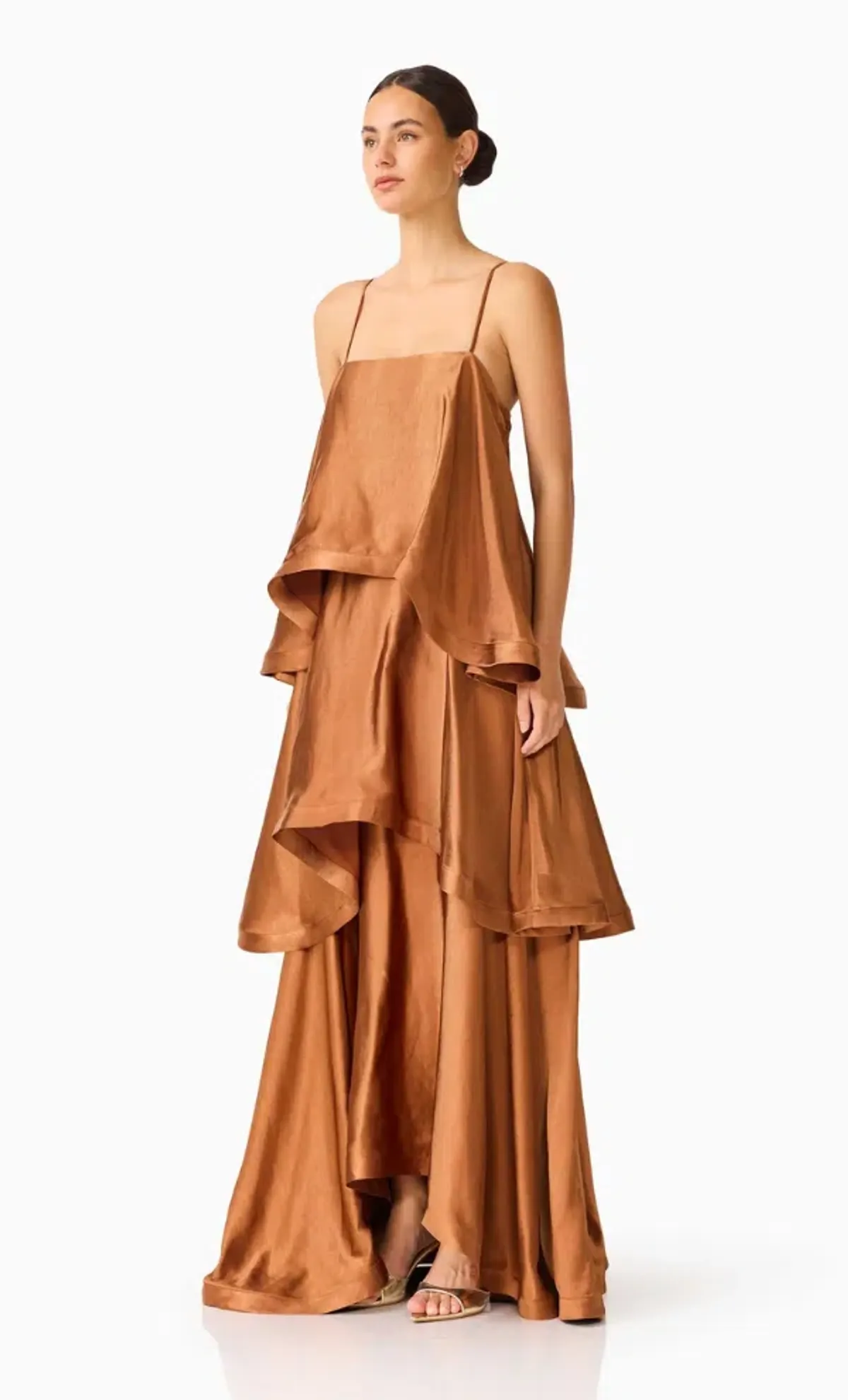 Elliatt Tilly Tiered Maxi Dress in Toffee Brown - Image 2