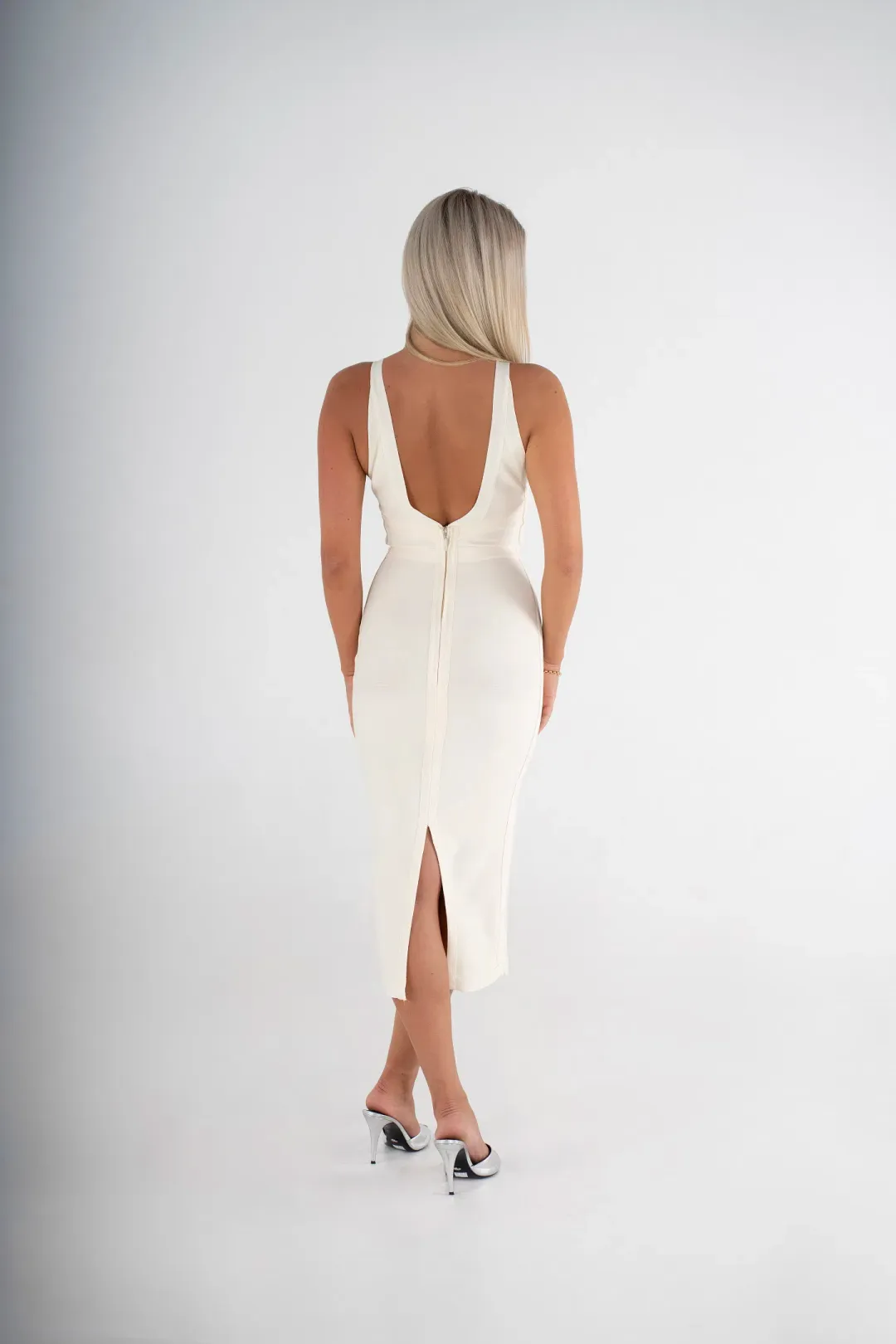 House of Cb The Classic Bandage Midi Dress Ivory for rent on The Volte - main image
