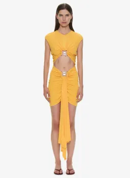Christopher Esber Bezel Quartz Disconnect Short Sleeve Mini Dress Valencia Size 10 for rent on The Volte - image 1