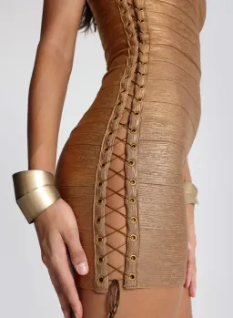 JADED LONDON Idol Metallic Bandage Mini Dress. Size S / AU 6-8 for rent on The Volte - image 5