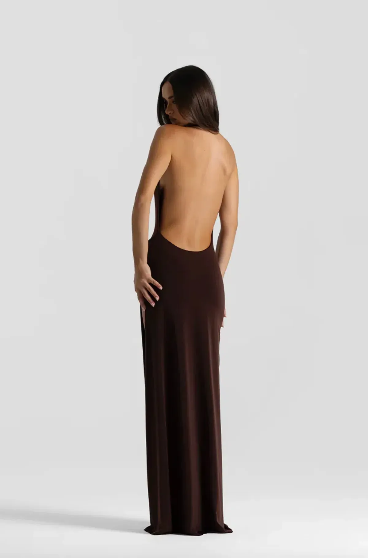 Natalie rolt, winona gownm, maxi, brown, size 6 - Image 3