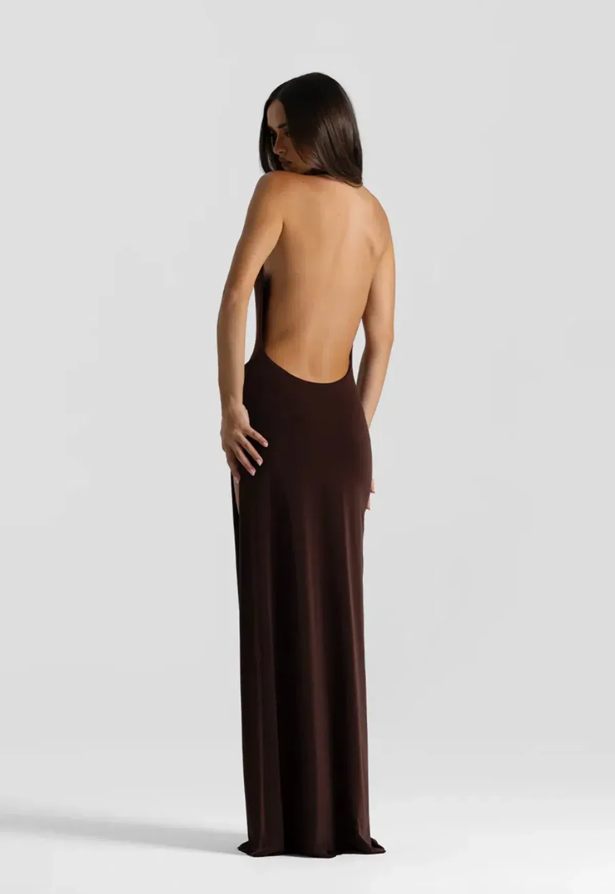 Natalie rolt, winona gownm, maxi, brown, size 8 - Image 3