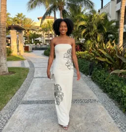 Rebecca Vallance Layana Strapless Embellished Gown White Size 8 for rent on The Volte - image 1