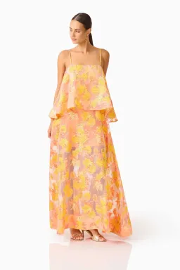 Elysia Tiered Gown in Orange Floral for rent on The Volte - image 1