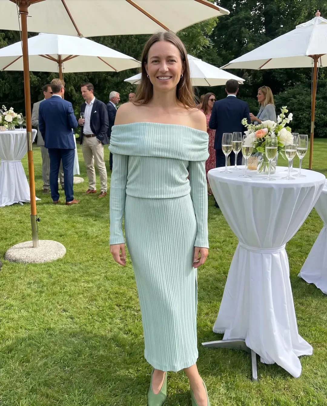 Camilla and Marc Shaw Strapless Midi Dress in Dusty Mint Size 8 for rent on The Volte - main image