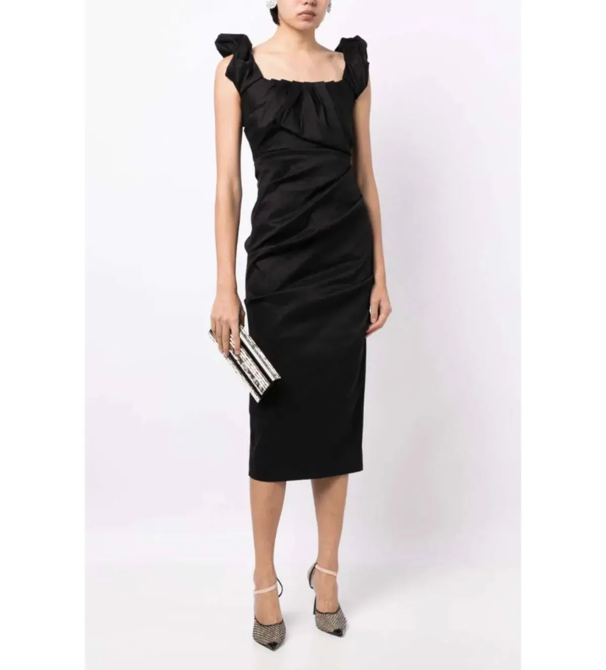 Rachel Gilbert Kalina Draped Sleeveless Midi Dress Black Size 8 - Image 1